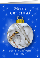 Season’s Greetings for a Minister, Sparrow Ornament card