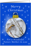 Season’s Greetings for a Future Mother-in-Law, Sparrow Ornament card