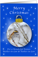 Season’s Greetings for a Future In-Laws, Sparrow Ornament card