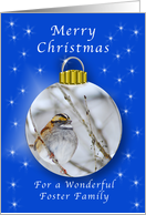 Season’s Greetings for a Foster Family, Sparrow Ornament card