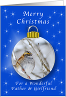 Season’s Greetings for a Father and Girlfriend, Sparrow Ornament card