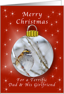 Merry Christmas for a Dad and His Girlfriend, Sparrow Ornament card
