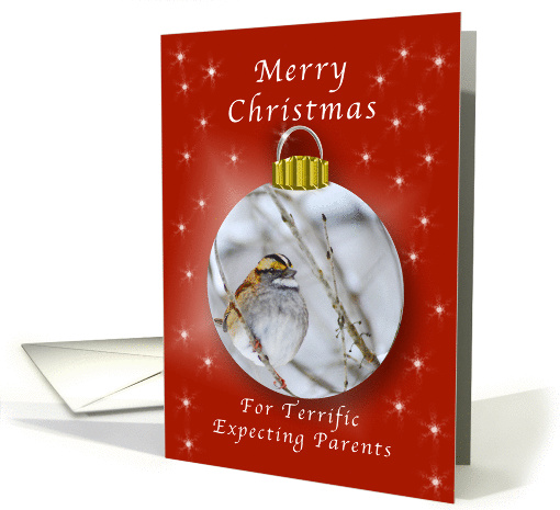 Merry Christmas for Terrific Parents, Sparrow Ornament card (1287992)