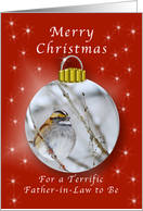 Merry Christmas for a Father-in-Law to be, Sparrow Ornament card