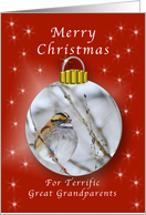 Merry Christmas for a Great Grandparents, Sparrow Ornament card