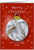 Merry Christmas for a Mom, Sparrow Ornament card