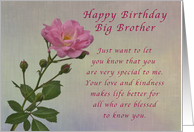 Happy Birthday Big Brother, Simple Pink rose card