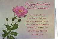 Happy Birthday double Cousin, Simple Pink rose card