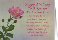 Happy Birthday Father-in-Law, Simple Pink rose card