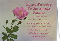 Happy Birthday Fiancee, Simple Pink rose card