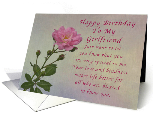 Happy Birthday For My Girlfriend, Simple Pink rose card (1294640)