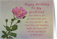 Happy Birthday For My Girlfriend, Simple Pink rose card