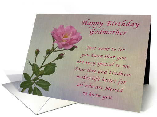 Happy Birthday Godmother, Simple Pink rose card (1294646)