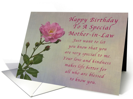 Happy Birthday Mom-in-Law, Simple Pink rose card (1294686)