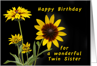 Happy Birthday Twin Sister, Rudbeckia flowers card