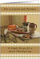 Happy Thanksgiving, Cousin & Partner, Recipe of Thanksgiving card
