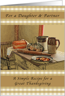 Happy Thanksgiving, Daughter & Partner, Recipe of Thanksgiving card