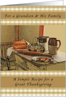 Happy Thanksgiving, Grandson and Family, Recipe of Thanksgiving card
