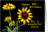 Happy 40th Birthday for a Niece, Rudbeckia flowers card