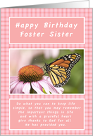 Happy Birthday, for a Foster Sister, Monarch Butterfly card