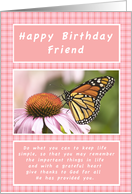 Happy Birthday, for a Friend, Monarch Butterfly card