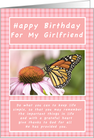 Happy Birthday,Girlfriend,Monarch Butterfly card