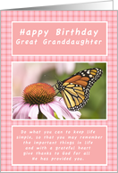 Happy Birthday,Great Granddaughter,Monarch Butterfly card