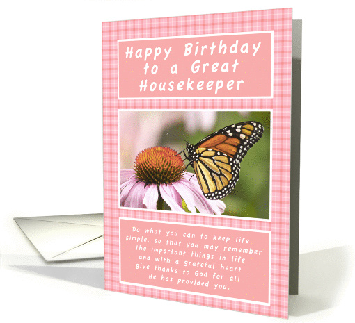 Happy Birthday,Housekeeper ,Monarch Butterfly card (1303898)