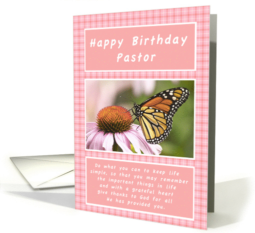 Happy Birthday,Pastor ,Monarch Butterfly card (1303908)