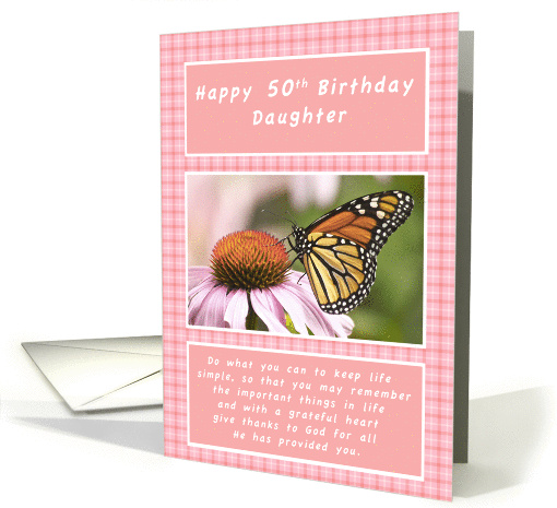 Happy 50th Birthday, Daughter, Monarch Butterfly card (1316404)