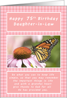 Happy 75th Birthday, Daughter-in-Law, Monarch Butterfly card