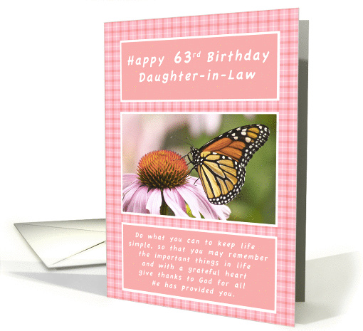 Happy 63th Birthday, Daughter-in-Law, Monarch Butterfly card (1316648)