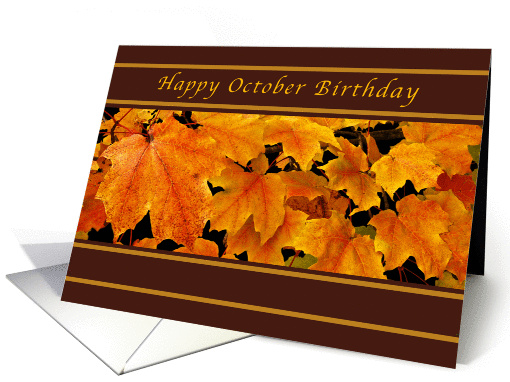 Happy October Birthday, Autumn Maple Leaves card (1317906)