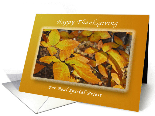 Happy Thanksgiving for a Priest, Autumn Beech Leaves card (1319432)