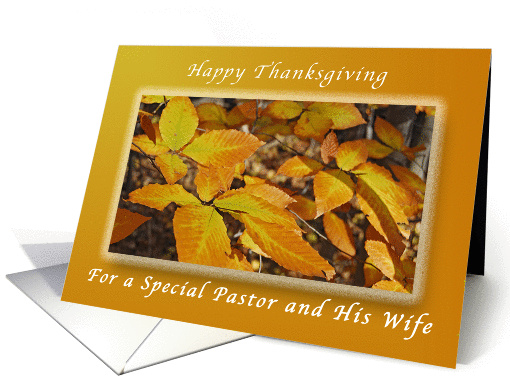 Happy Thanksgiving for a Pastor & His Wife, Autumn Beech Leaves card