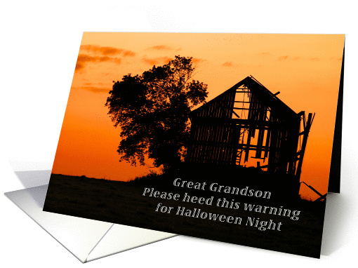 Happy Halloween for a Great Grandson, Decaying Barn card (1320604)