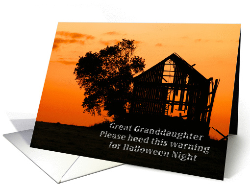 Happy Halloween for a Great Granddaughter, Decaying Barn card