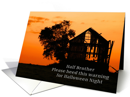 Happy Halloween for a Half Brother, Silhouetted Barn card (1320712)