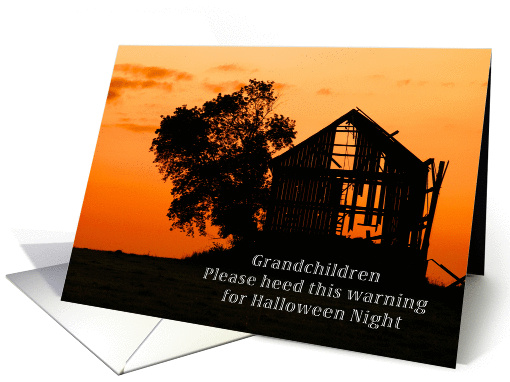 Happy Halloween for a Grandchildren, Silhouetted Barn card (1320726)