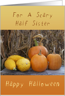 Happy Halloween, For A Scary Half Sister, Pumpkins & Squash card