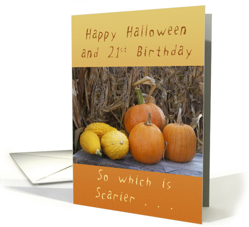 Happy 21st Halloween Birthday, Pumpkins and Squash card (1324320)