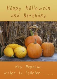 Happy Halloween Birthday for a Nephew, Pumpkins and Squash