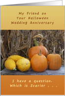 Halloween wedding anniversary for a friend card