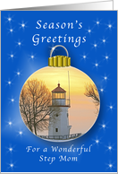 Merry Christmas for a Step Mom, Lighthouse Ornament card