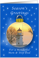 Merry Christmas for Mom & Step Dad, Lighthouse Ornament card