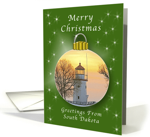 Merry Christmas from South Dakota, Lighthouse Ornament card (1325970)