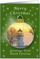 Merry Christmas from North Carolina, Lighthouse Ornament card