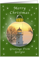 Merry Christmas from Georgia, Lighthouse Ornament card