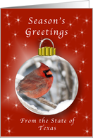 Season’s Greeting Cardinal Ornament from Texas card