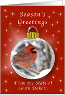 Season’s Greeting Cardinal Ornament from South Dakota card